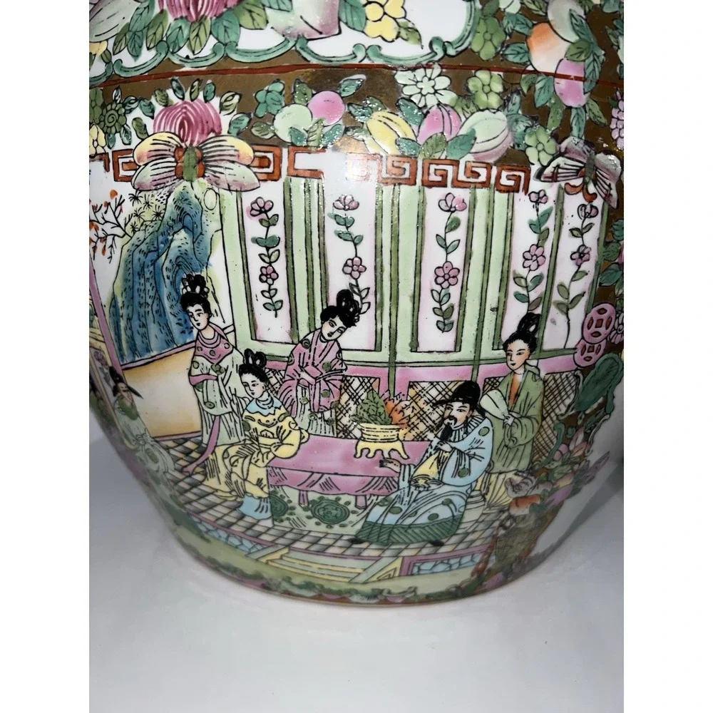 (..30)Huge Vintage Chinese Porcelain Enamel Famille Rose Koi Fish Bowl Planter